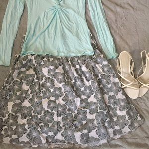 Black and White Floral Skirt